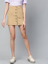 Beige Corduroy Button Down Mini Skirt