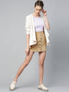 Beige Corduroy Button Down Mini Skirt