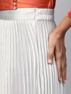 Grey Satin Pleated Maxi Skirt