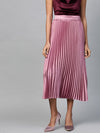 Lavender Satin Pleated Midi Skirt