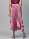 Lavender Satin Pleated Midi Skirt