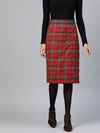 Red Check Pencil Skirt