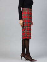 Red Check Pencil Skirt