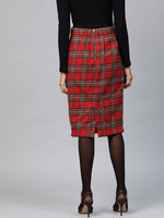 Red Check Pencil Skirt