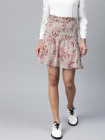 Olive Floral Smocking Mini Skirt