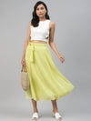 Yellow Dobby Flared Skirt