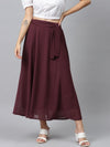 Burgundy Dobby Flared Skirt