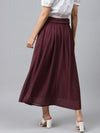 Burgundy Dobby Flared Skirt