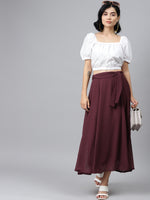 Burgundy Dobby Flared Skirt