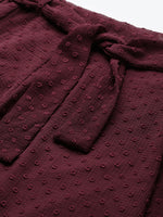 Burgundy Dobby Flared Skirt