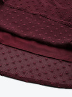 Burgundy Dobby Flared Skirt