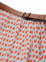 Orange Arrow Geo Print Belted Skirt