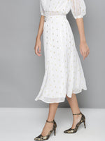 White Lurex Midi Skirt