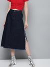 Navy Denim Asymmetrical Skirt