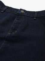 Navy Denim Asymmetrical Skirt