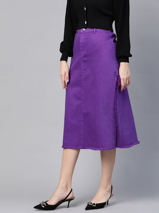 Purple Denim Asymmetrical Skirt