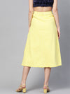 Yellow Denim Asymmetrical Skirt