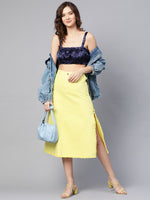 Yellow Denim Asymmetrical Skirt