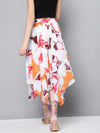 Orange Floral Asymmetric Midi Skirt