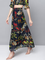 Navy Floral Maxi Skirt