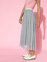 Blue Mesh Lurex Maxi Skirt