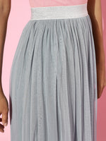 Blue Mesh Lurex Maxi Skirt