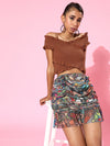 Multi Color Frilly Mesh Ruched Skirt