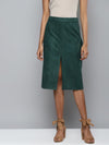 Emerald Green Suede Pencil Skirt