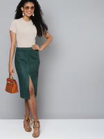 Emerald Green Suede Pencil Skirt