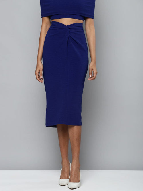 Royal Blue Twisted Midi Skirt