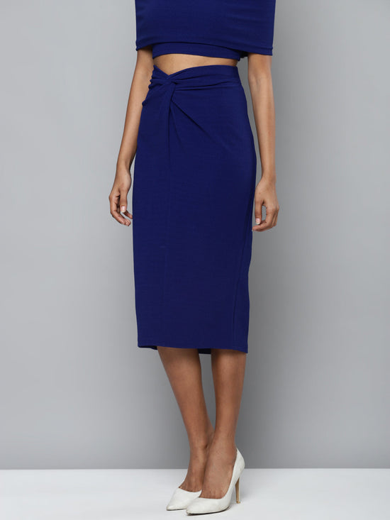 Royal Blue Twisted Midi Skirt