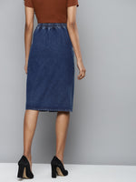 Blue Denim Pencil Midi Skirt