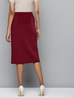 Maroon Scuba Front Button Skirt