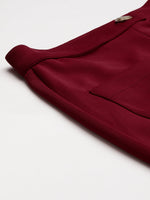 Maroon Scuba Front Button Skirt