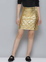 Gold Mettalic Puffer Mini Skirt