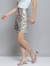 Silver Mettalic Puffer Mini Skirt