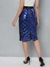 Royal Blue Mettalic Pencil Skirt