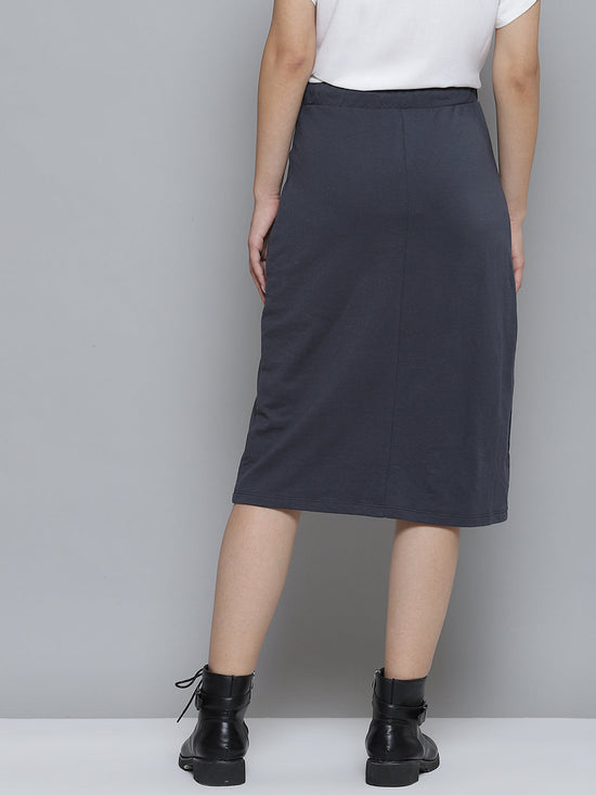 Navy Terry Pencil Skirt