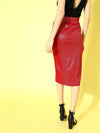 Red Metallic Twisted Skirt