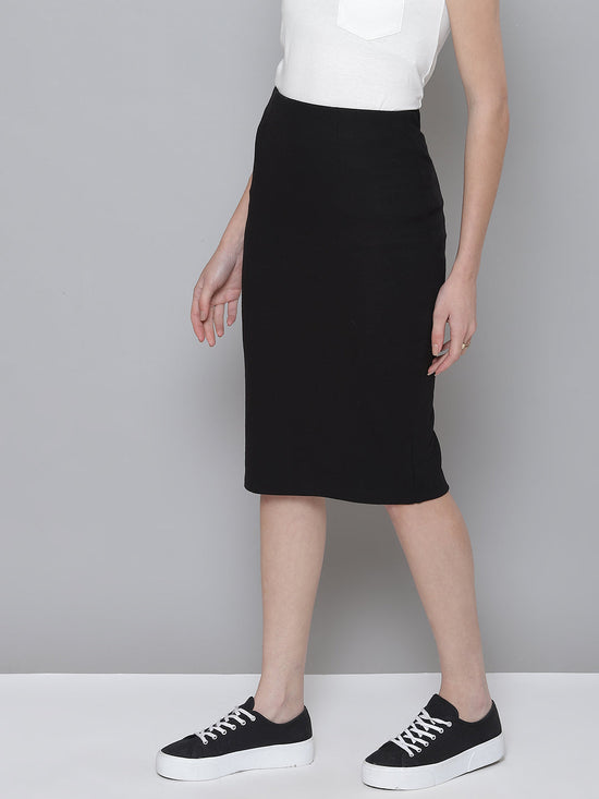 Black Rib Pencil Skirt