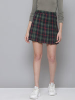 Green Plaid Check Mini Skirt