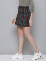 Green Plaid Check Mini Skirt