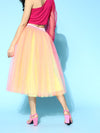 Yellow & Pink Tulle Midi Skirt