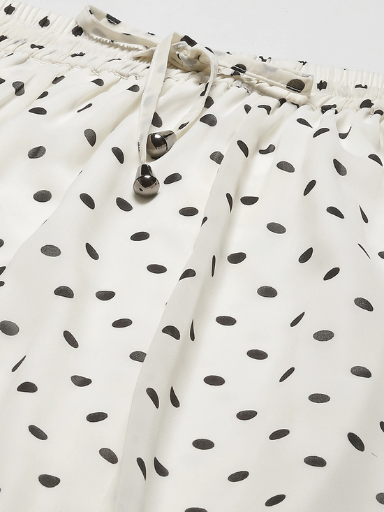 Women White With Black Polka Dot Maxi Skirt