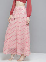 Women Pink With Fuchsia Polka Dot Maxi Skirt