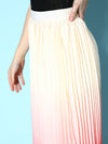 Women Peach & Orange Ombre Pleated Skirt