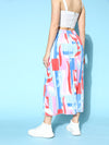 Women Multicolour Pink Abstract Print Pleated Skirt