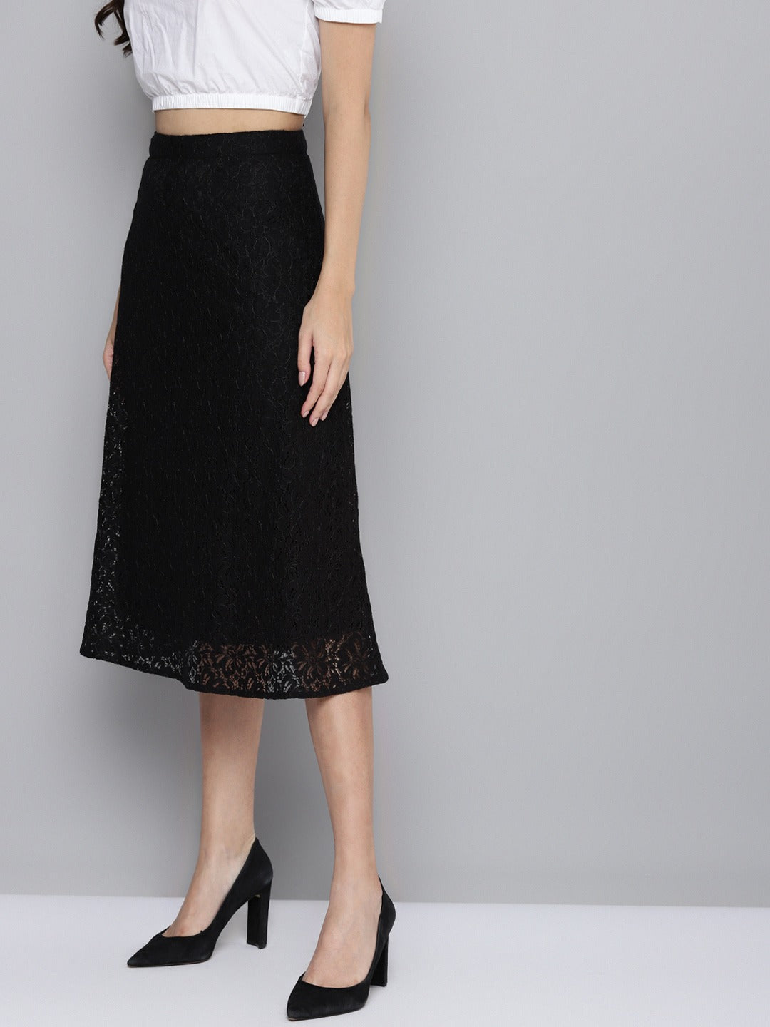 Wholesale Women Black Lace A-Line Skirt – Tradyl