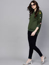 Olive Sweatshirt With Colored Buttons