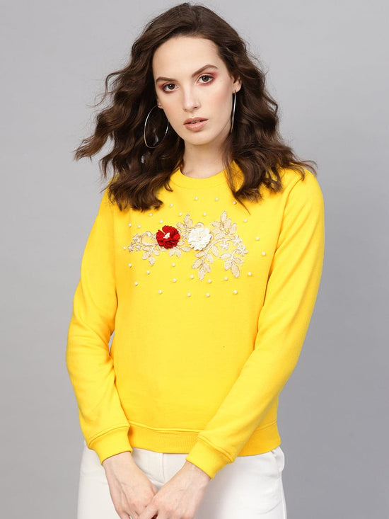 Yellow Floral Patch Sweatshirt